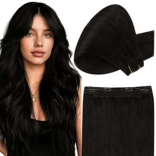 Vista 15 de Fshine - Extensiones de cabello con hilo invisible de 12 pulgadas, color rubio ceniza con reflejos de rubio decolorado, pieza de cabello humano real
