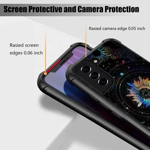 Vista 4 de ZHEGAILIAN Funda compatible con Samsung Galaxy S21, funda de vidrio orgánico para niñas, mujeres y hombres, diseño de cuatro esquinas, antiarañazos