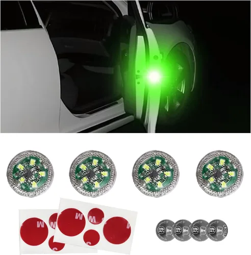 Vista 10 de Dickno 4 luces LED inalámbricas de advertencia para puerta de automóvil, 5 luces LED de señal de seguridad intermitentes automáticas en carretera
