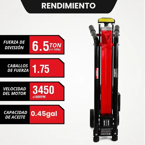 Vista 5 de PowerSmart Divisor de troncos eléctrico, 6.5 toneladas, velocidad del motor 3450, 15 amperios, diseño horizontal de haz completo