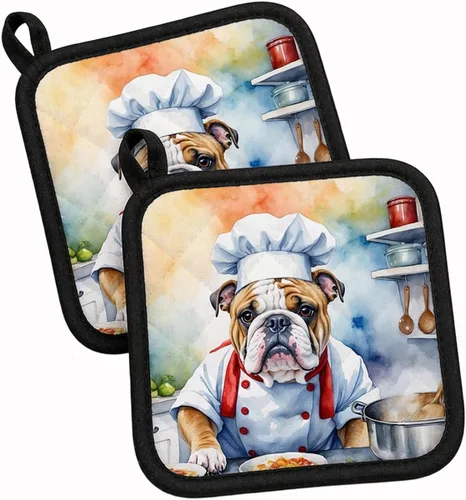 Vista 123 de Caroline's Treasures Coton de Tulear El Chef Par de Agarraderas de Ollas de Cocina Resistentes al Calor Juegos de Agarraderas de Ollas Almohadillas