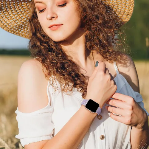 Vista 6 de Paquete de 3 correas de silicona grabadas florales compatibles con Apple Watch Band de 1.496 pulgadas, 1.575 pulgadas, 1.614 pulgadas, 1.654