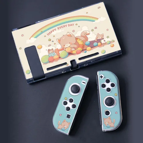 Vista 7 de PERFECTSIGHT Funda protectora compatible con Nintendo Switch Funda antiarañazos a prueba de golpes para NS Switch y Joy-Con, bonita funda rígida