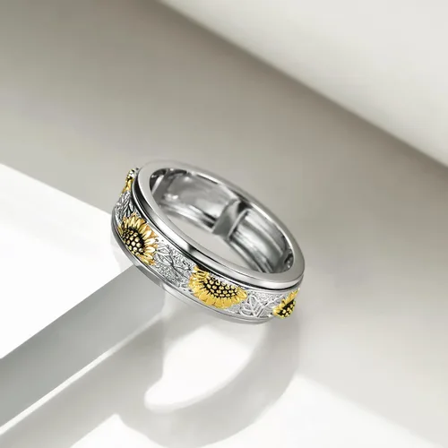 Vista 5 de POPLYKE Anillos giratorios giratorios de plata de ley para mujer, para aliviar el estrés, regalo