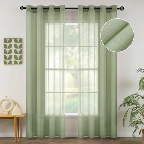 Vista 25 de MIULEE 2 paneles de cortinas semitransparentes beige para ventana, elegantes con ojales en la parte superior, cortinas de gasa