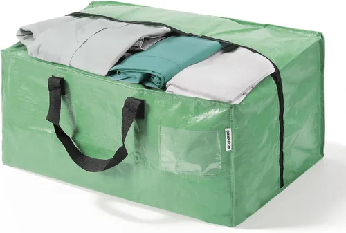 Vista 10 de WORKPRO 1 paquete de bolsas de mudanza extra grandes con cremalleras y asas de transporte, correas de mochila, bolsa de almacenamiento resistente
