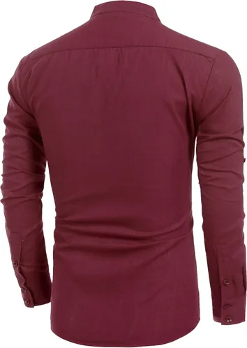 Vista 8 de COOFANDY - Camisa de lino y algodón con cuello Henley, de manga larga, estilo hippie, informal, camisetas de playa