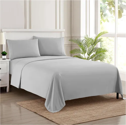 Vista 39 de Juego de sábanas extrasuaves de tamaño individual, ropa de cama transpirable y lujosa con correas elásticas integradas para las esquinas, colección