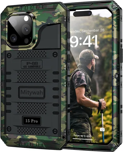 Vista 49 de Mitywah Funda impermeable para iPhone 7/iPhone 8 / iPhone SE 2020, funda de metal resistente de grado militar, protección de cuerpo completo