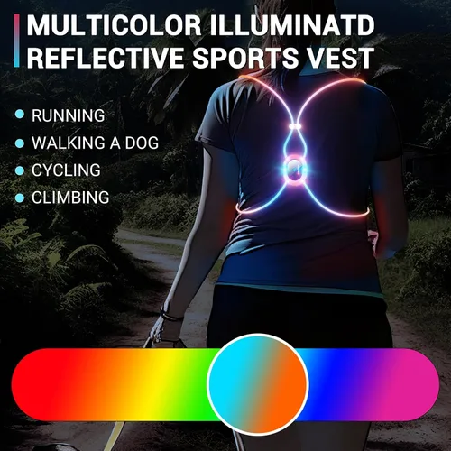 Vista 2 de Running Lights For Runners, Reflective Running Vest, Reflective Running Gear Walking Vest For Women, Night Running Gear, Light Up Running Vest