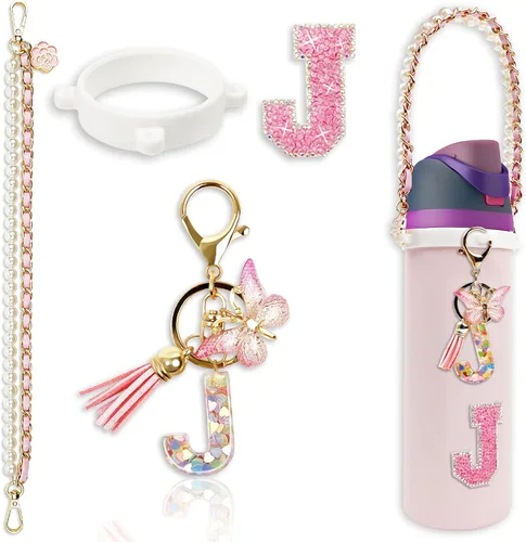 Vista 57 de Letter Handle Strap Accessories with Cute Initial Charm Compatible with Owala Water Bottle 24oz 32oz 40oz Owala Kids