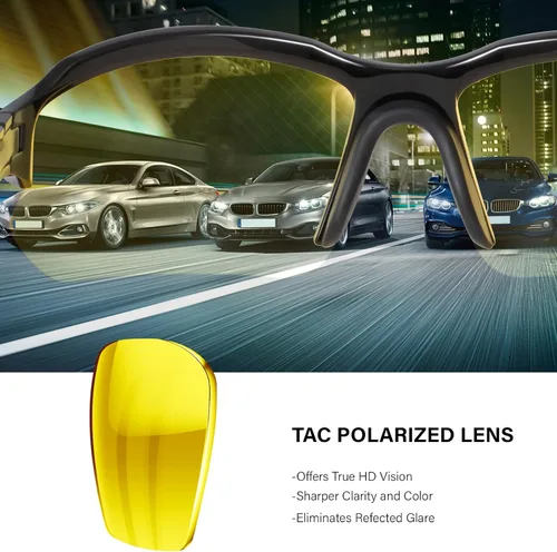 Vista 3 de Paquete de 3 lentes polarizados de visión nocturna para hombres, conducción, ciclismo, deporte, noche, antirreflejos, lentes amarillas, marco ligero