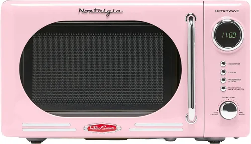 Vista 30 de Nostalgia Horno microondas retro compacto para encimera, 0.7 pies cúbicos, 700 vatios con pantalla digital LED, bloqueo infantil, interior fácil