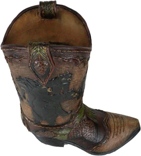Vista 8 de Ebros Gift Familia rústica de oso negro occidental con piñas de pino, bota de vaquera del bosque, figura decorativa o florero floral, macetero