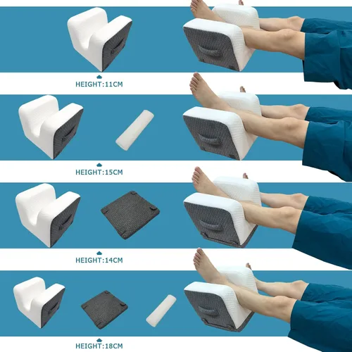 Vista 5 de Almohada de repuesto de rodilla – 4 alturas ajustables para extensión completa de pierna recta – Equipo de recuperación poscirugía con mango – Cuña