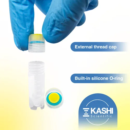Vista 5 de Kashi Scientific Crioviales de rosca de 0.0 fl oz con tapa de rosca externa, frasco criogénico autosuficiente, junta tórica de silicona