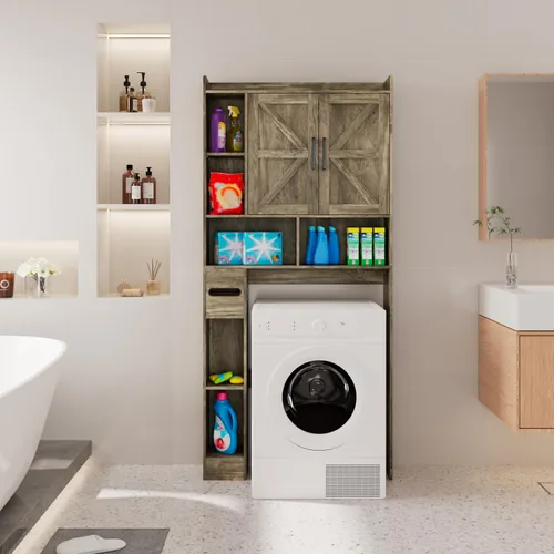 Vista 7 de NUNU LAB Gabinete de almacenamiento sobre el inodoro, sobre gabinetes de inodoro, gabinete de almacenamiento de baño, gabinete de almacenamiento WD