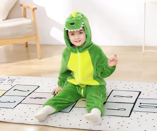 Vista 5 de TONWHAR - Mameluco con capucha fantástico disfraz infantil de varios animales como tigre o dinosaurio