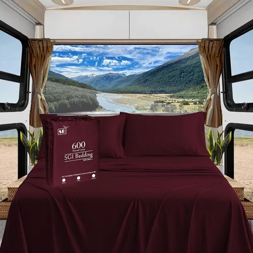Vista 47 de SGI Bedding - Juego de sábanas de 600 hilos, 4 piezas, 100% de algodón egipcio, tamaño completo, juego de sábanas con bolsillo profundo de 38 cm