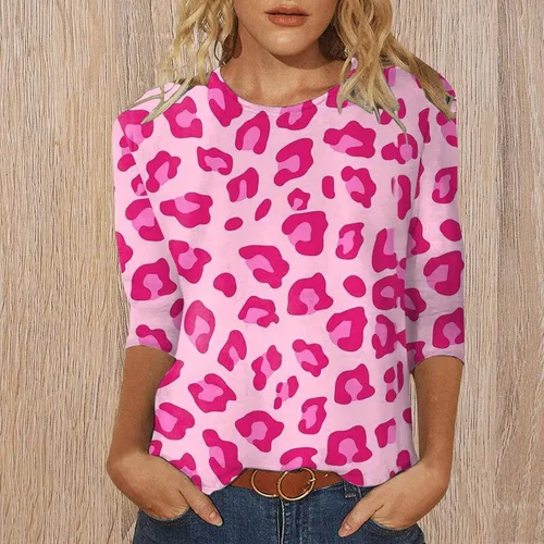 Vista 2 de 34 Sleeve Tops for Women Fashion Valentine's Day Shirts Loose Crewneck Tshirts Classic Blouse to Wear with Leggings