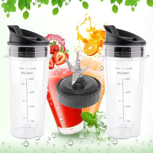 Vista 6 de Repuestos Compatibles con Ninja Blender para BL770, BL660, BL663, BL663CO, BL665Q, BL740, 2 Pack de Tazas Ninja Blender de 16oz de Servicio