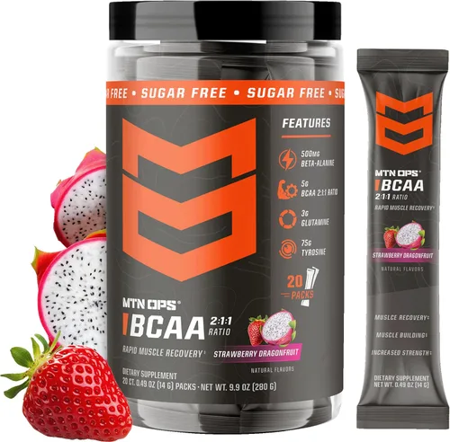 Vista 7 de MTN OPS BCAA Powder - Suplemento en polvo de aminoácidos 2:1:1 para una rápida recuperación muscular y reparación sin azúcar ni gluten, 30