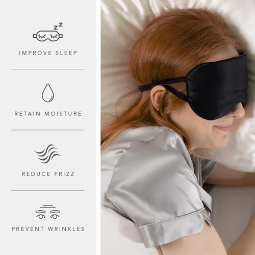 Vista 4 de Fishers Finery 25 Momme 100% Mulberry Silk Eye Mask Correa ajustable (rosa)