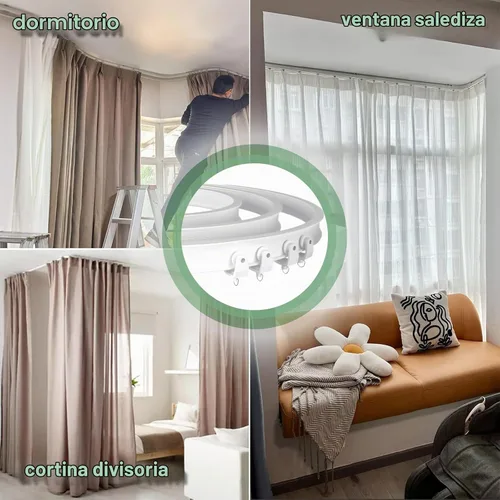 Vista 5 de XCK Riel de cortina flexible para techo, montable, cortable, 10 pies, curvado, recortable, riel flexible para cortinas de techo, plegable, riel