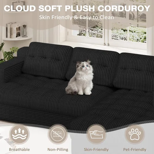 Vista 6 de Sofá deshuesado, sofá modular sin hueso con asiento profundo y diván para espacios pequeños, sofá tapizado en la nube, sofás seccionales sin hueso