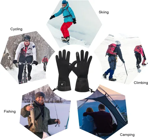 Vista 8 de Guantes térmicos para hombres y mujeres, batería recargable, para motocicleta, esquí, calentador de nieve, guantes para artritis
