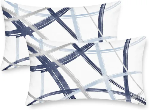 Vista 18 de CaliTime Juego de 2 fundas de almohada decorativas de vellón con líneas geométricas abstractas en forma de arco, para sofá, cama, decoración de casa