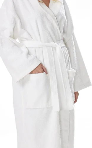 Vista 5 de Arus Bata de baño clásica con capucha para mujer de algodón turco