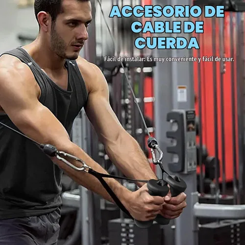 Vista 6 de BLUSLM Accesorios de tríceps con cuerda ergonómica, accesorios de cable para tríceps extra largos de 27, 32, 40 y 47 pulgadas mejorados para MANIJAS