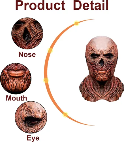 Vista 6 de MAKEATREE Halloween Vecna Mask Scary Demon Mask for Adult