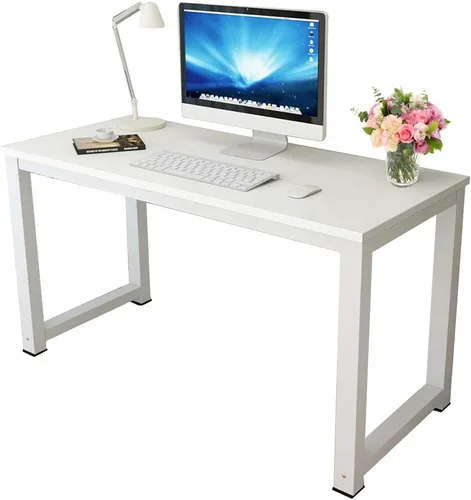 Vista 6 de Escritorio para computadora, escritorio de trabajo de madera de 43 pulgadas, escritorio grande para videojuegos, mesa para computadora portátil