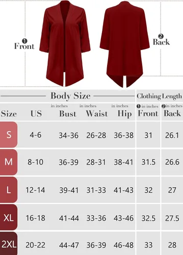 Vista 6 de Heymoments Women's Lightweight Open Front Cardigans 34 Sleeve Casual Soft Drape Fall Cardigan S-2XL