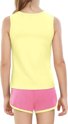 Vista 4 de Girls Shorts Sets Kids Summer 2 Piece Outfits Clothes Tennis Running Tank Top Shirts Dolphin Shorts