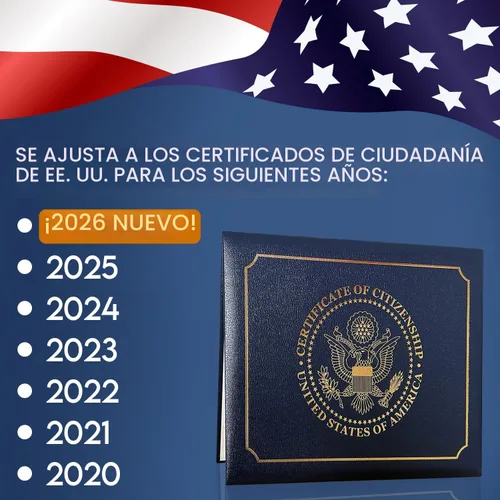 Vista 3 de Portacertificados de Ciudadanía de EE. UU. Regalos de Ciudadanía de EE. UU. Funda acolchada para certificado de naturalización con cubierta.