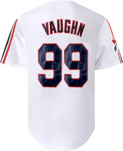 Vista 3 de BafrA Camiseta para hombre #99 Ricky Vaughn de los años 90, ropa de hip hop, camiseta de béisbol de película, camiseta cosida para fanáticos