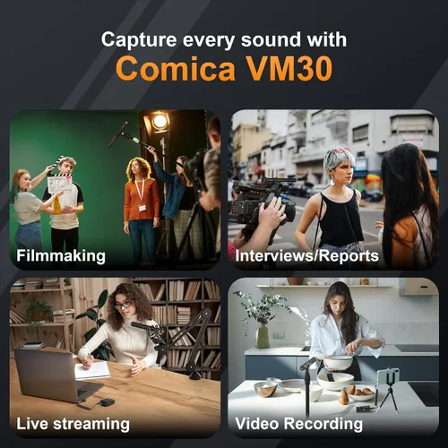 Vista 7 de COMICA VM30 Micrófono inalámbrico de escopeta con salida USB-C y 0.1 in