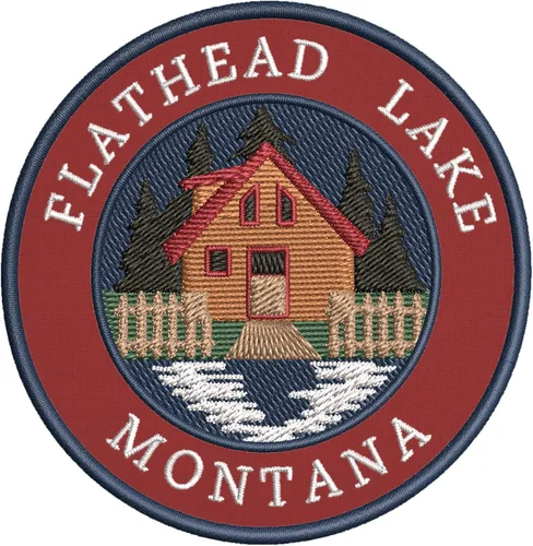 Vista 4 de Cabin by The Lake - Flathead Lake - Montana - Parche decorativo bordado de 3.5 pulgadas para planchar o coser, para vacaciones, recuerdo, viajes