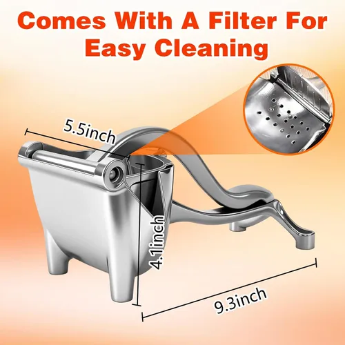 Vista 7 de Exprimidor manual, exprimidor de limón y prensa de cítricos, extractor de jugo de fruta fresca de aleación de aluminio, agarre ergonómico