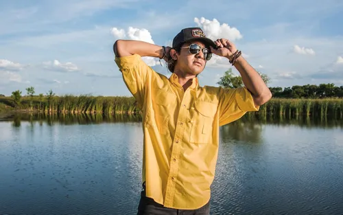 Vista 6 de Camisa de manga larga con botones de pesca para hombre, transpirable, para exteriores, casual, ligera