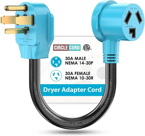 Vista 8 de CircleCord Cable adaptador de secadora de 3 clavijas a 4 clavijas, secadora 3P más antigua a casa 4P más nueva, cable de conversión de secadora NEMA