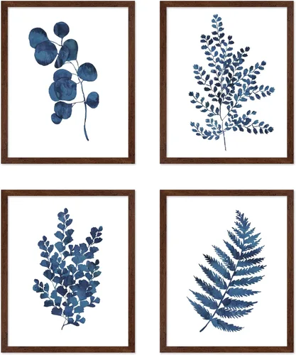 Vista 19 de Poster Master Póster botánico vintage de 3 piezas, estampado floral retro, regalo para artistas, amigos, flores de acuarela, brillante, azul
