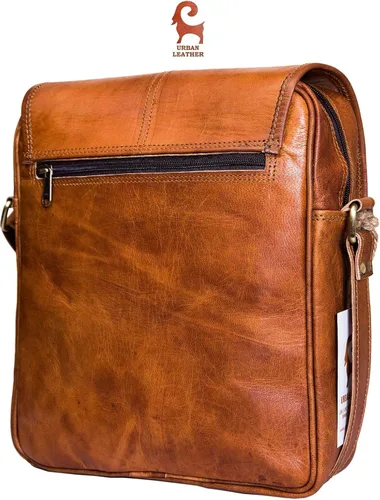 Vista 9 de URBAN LEATHER Bolso de mensajero vertical de 12 pulgadas Bolso de mano marrón para hombres mujeres niños y niñas bolsas de pasaporte de viaje