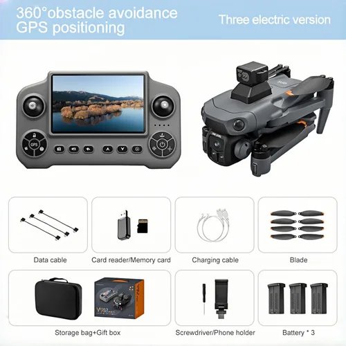 Vista 9 de Drone GPS con cámara 8K para adultos, evita obstáculos, controlador de pantalla grande 5G, sígueme, 3 baterías 75 minutos de tiempo de vuelo, zoom