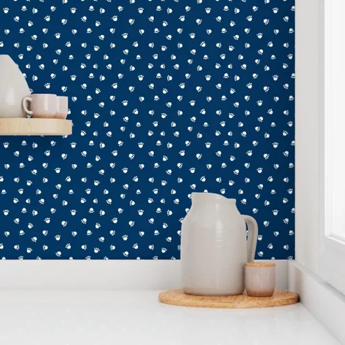 Vista 8 de Papel tapiz autoadhesivo para despegar y pegar, papel tapiz extraíble de color azul marino para mascotas, perros, gatos y patas, mascotas Spoonflower