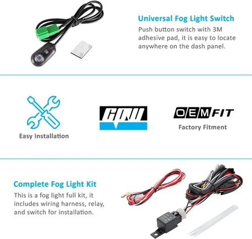 Vista 5 de CPW Luces antiniebla compatibles con Ford Fusion 2013, 2014, 2015, 2016, luces antiniebla de conducción + interruptor + kit de cableado