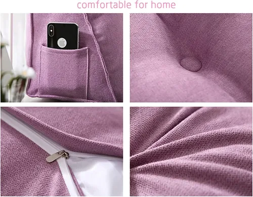 Vista 3 de Cojín de respaldo triangular para cabecero, almohada de lectura doble grande para sofá cama, cojín lumbar de cuña con funda extraíble